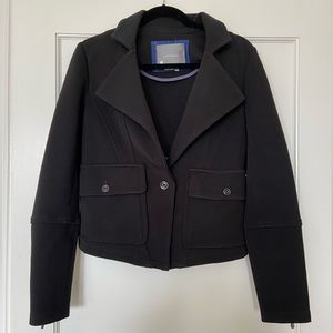 Anthropologie Black Tailored Zipper Sleeve Jacket/Knit Blazer - Size S